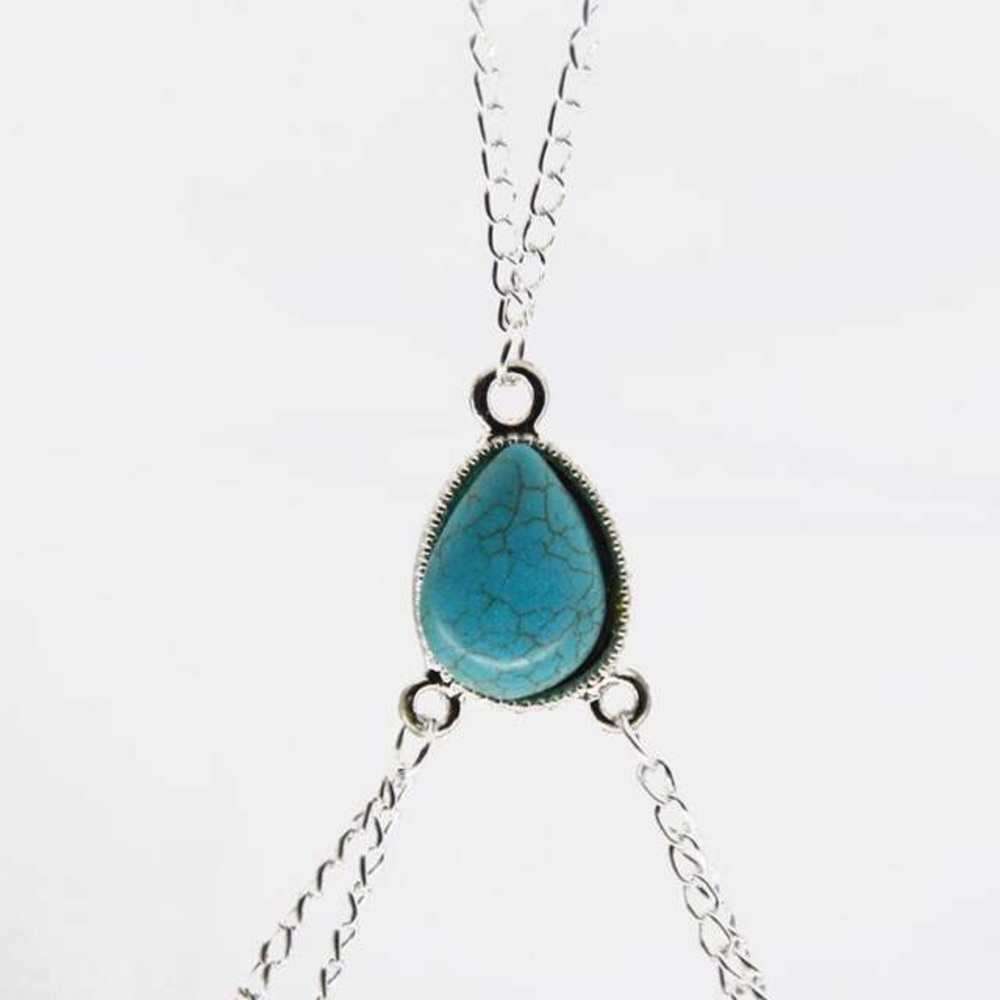 Boho Silver Turquoise Stone Body Belly Chain - Picture 3 of 3